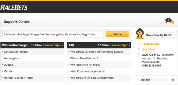 Racebets_Kundensupport