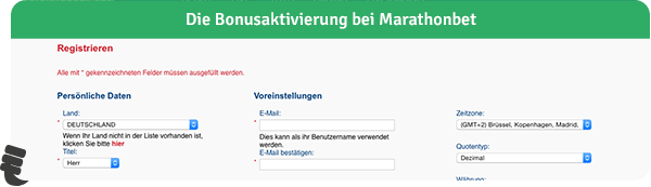 Marathonbet - Anmeldung und Bonus