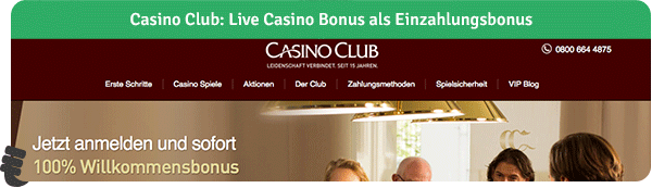 Casino Club - Live Casino Bonus