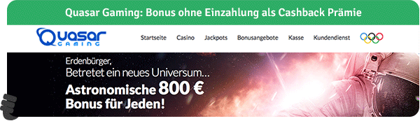 Quasar Gaming - Casino Bonus ohne Einzahlung