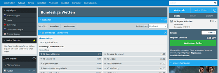 Sportingbet Sport Wettquoten